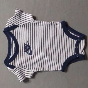 Nike Newborn Blue and White Striped Bodysuit/Onesie
